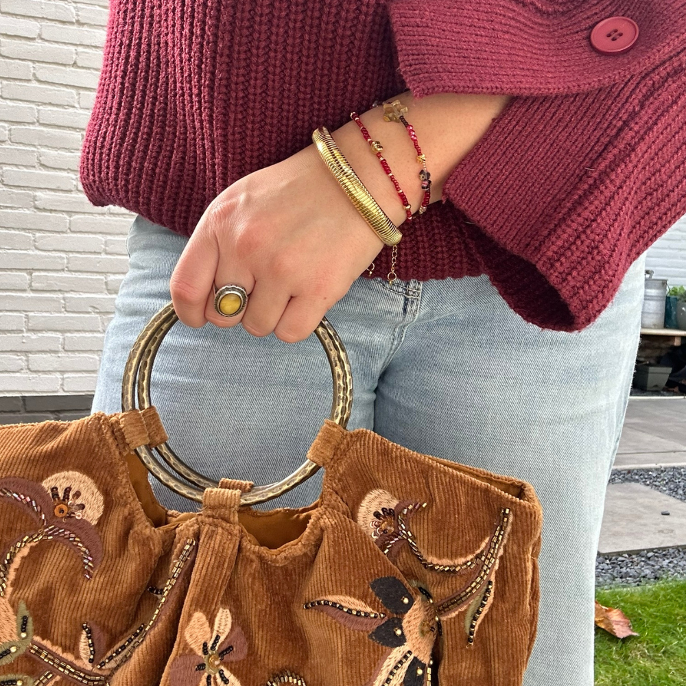 Armband Cosy vibes - burgundy/donkerbruin