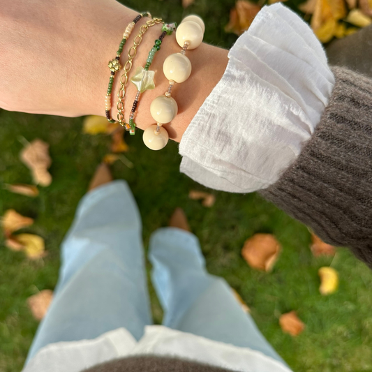 Armband Cosy vibes - groen/donkerbruin