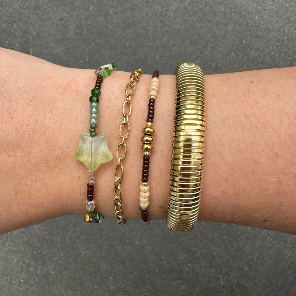 Armband Cosy vibes - beige/donkerbruin