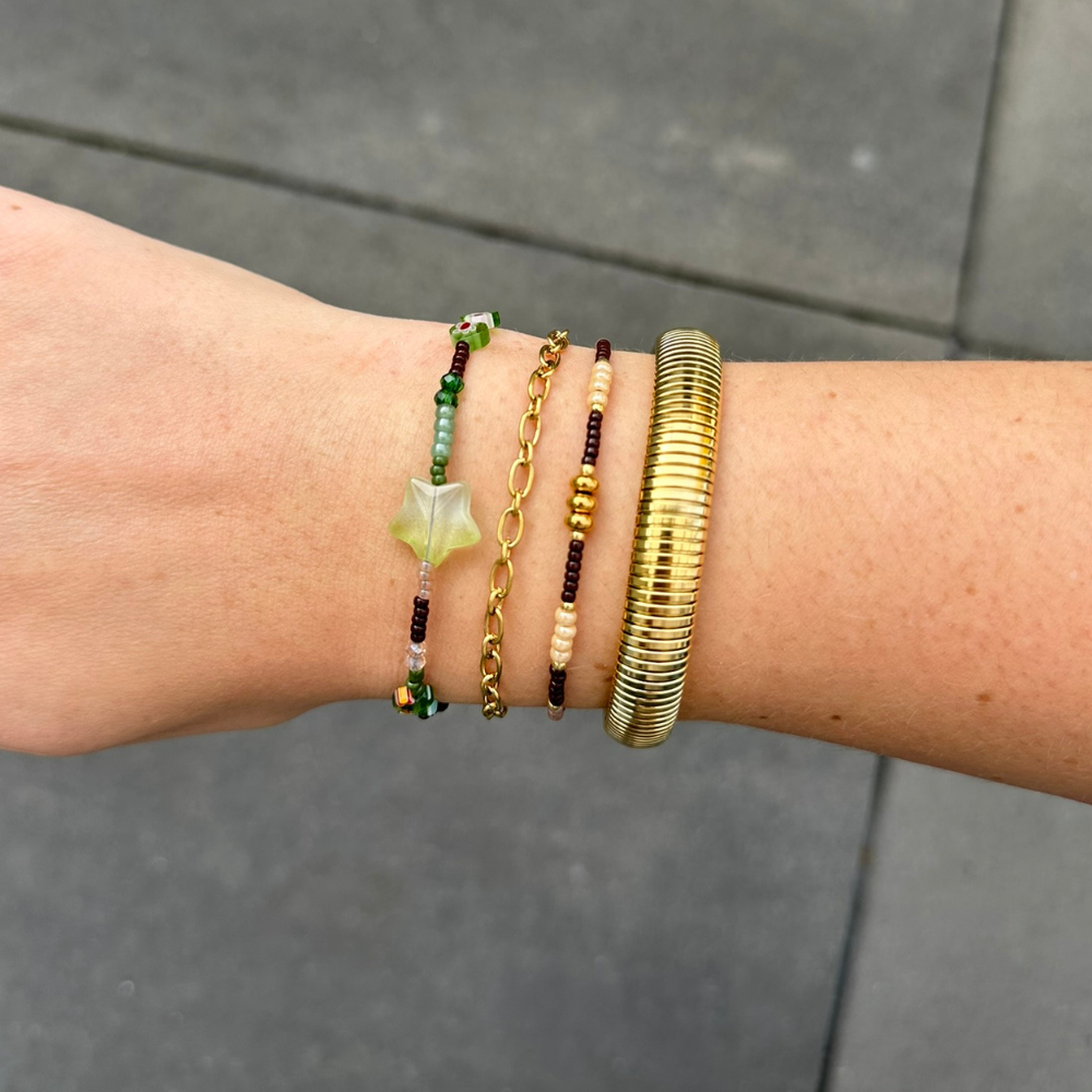 Armband Cosy vibes - groen/donkerbruin